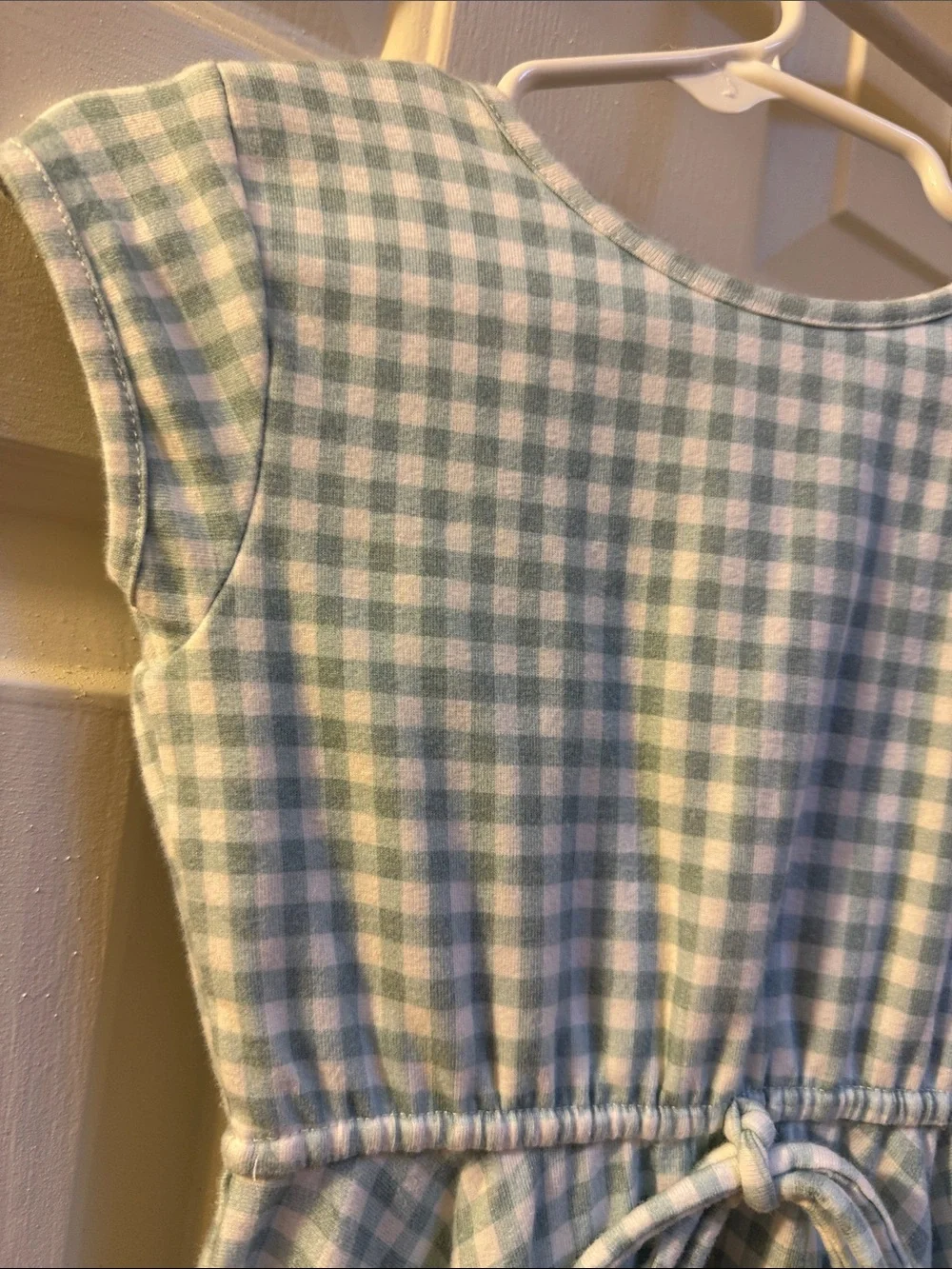 Omi Jo WDW 3T Twirl Green & White Checker Print Cap Eyelet Lace Trim Girl size